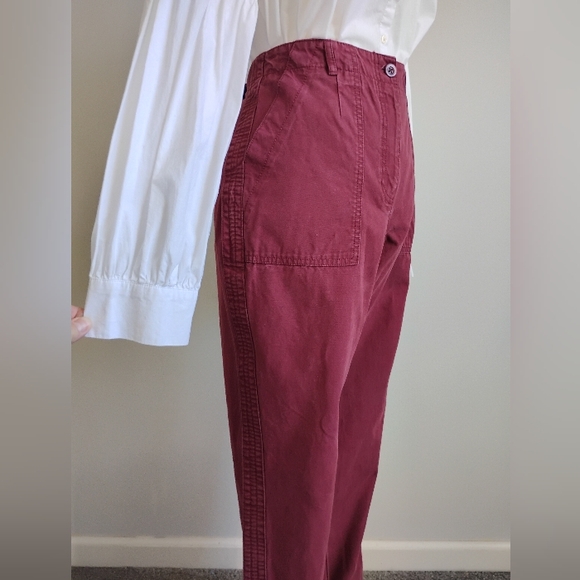 Talbots Slim Cargo Pants Cranberry Red Cotton Blend Classic Carhartt Style Sz 10 - Picture 7 of 17